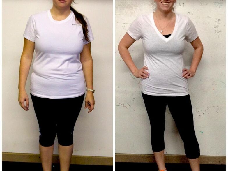 Girl before and after losing weight with the Dukan diet